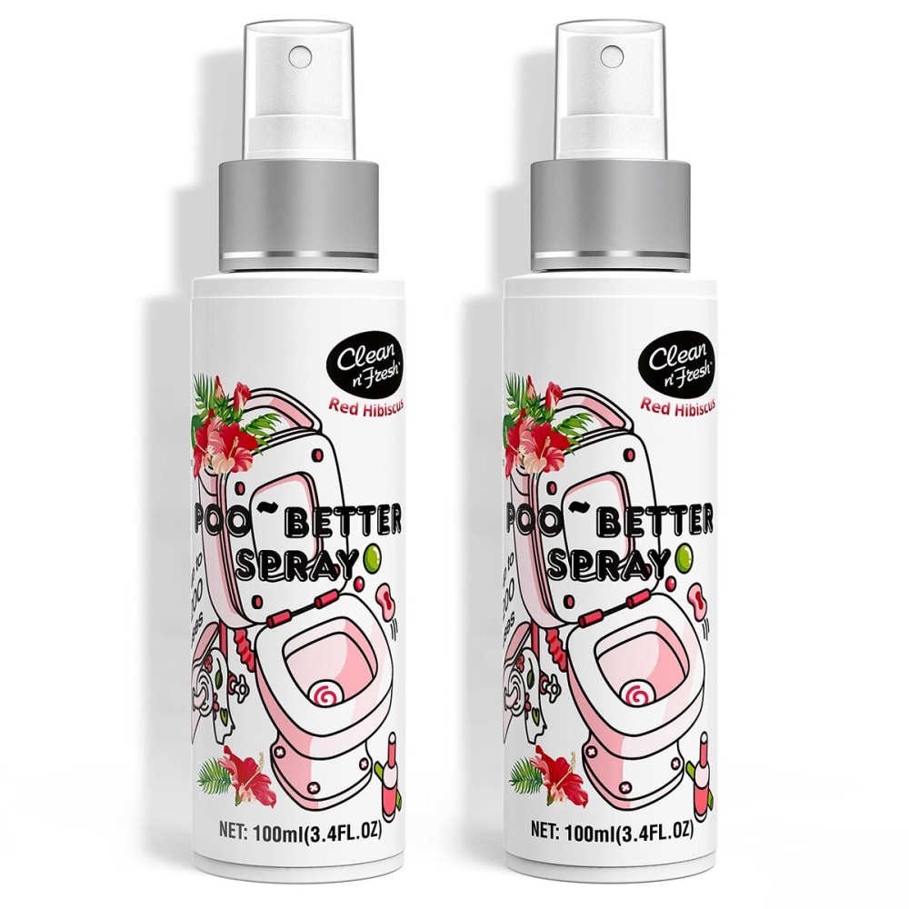 Clean-n-Fresh Toilet Spray 6.8 Oz, Hibiscus Scent, Bathroom Odor Deodorizer, A Great Air Freshener for Room, Home, Travel Size, Up to 400+ Uses, 2 Pack