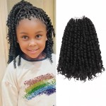 Leeven 6 Inch Pre Twisted Passion Twist Hair 8 Packs Natural Black Short Crochet Bomb Twist Curly Ends Hair Pre Looped Bohemian Synthetic Braids Hair Extensions for Black Women 1B