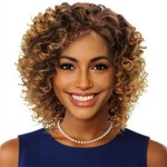XIUFAXIRUSI XIUFAXIRUSI Blonde Short Curly Wigs for Black Women Ombre Blonde Afro Kinky Curly Bob Wigs with Side Part Synthetic Fibre Full Hair Afro Wigs for Black Women