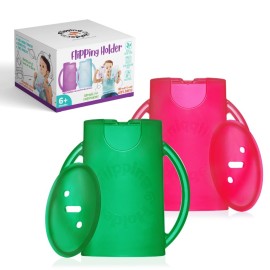 Flipping Holder Squeeze Proof Food Pouch Holder for Toddlers, Babies, Kids, Mess Free No Squeeze Juice Box Drink and Applesauce Snack Holder with Easy Grip Handles and Lid