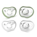 Nanobebe Baby Pacifiers 0-3 Month - Orthodontic, Curves Comfortably with Face Contour, Award Winning for Breastfeeding Babies, 100% Silicone, Baby Registry Gift 4pk, Sage/White