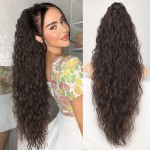 ORSUNCER Dark Brown Ponytail Extension Claw 30 Curly Pony Tail Clip in Claw Hair Extensions Fluffy Natural Looking Synthetic Hairpiece for Women