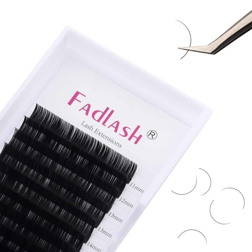 Lash Extension 0.20 Classic Eyelash Extensions J/B/C/CC/D/DD/LC/LD Curl Lash Extensions Individual Lash Extensions Mixed Length 11-19mm Professional Salon Use (0.20-D, 11-19mm)