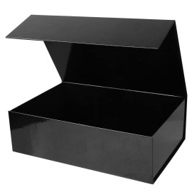 Aimyoo Large Black Collapsible Gift Box with Magnetic Closure Lids 13.8x9x4.3 in, Bridesmaid Groomsman Proposal Boxes, Rectangle Present Box for Graduation Birthday Storage (1 Pack)