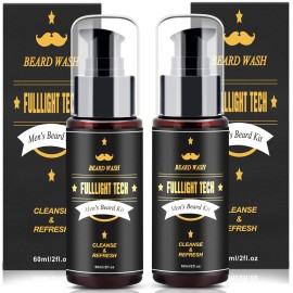 FULLLIGHT TECH Men\'s 2 Pack Beard Care Kit - Argan Oil & Jojoba Oils Shampoo, Rosemary Extract for Clean, Moisturizing and Nourishing Mustache & Beard Growth