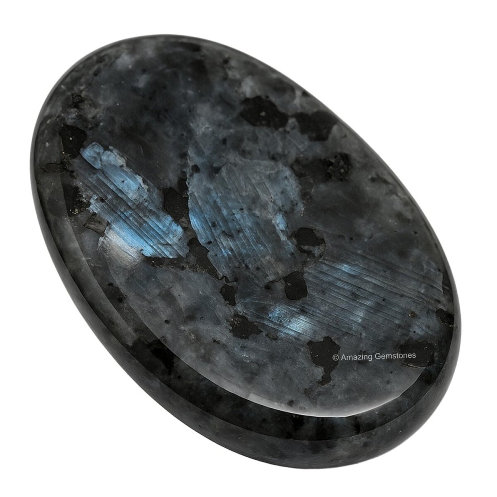 Amazing Gemstone Larvikite Worry Stone Crystals and Healing Stones - Worry Stones for Stress Relief Gifts - Piedra Crystal Fidget for Meditation,Relaxation - Unique Stocking Stuffers & Birthday Gifts