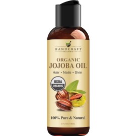 Handcraft Blends USDA Organic Jojoba Oil - Cold-Pressed 4 Fl Oz - 100% Pure and Natural - Premium Grade Carrier Oil for Skin and Hair - Hair and Body - Massage - Hexane-Free