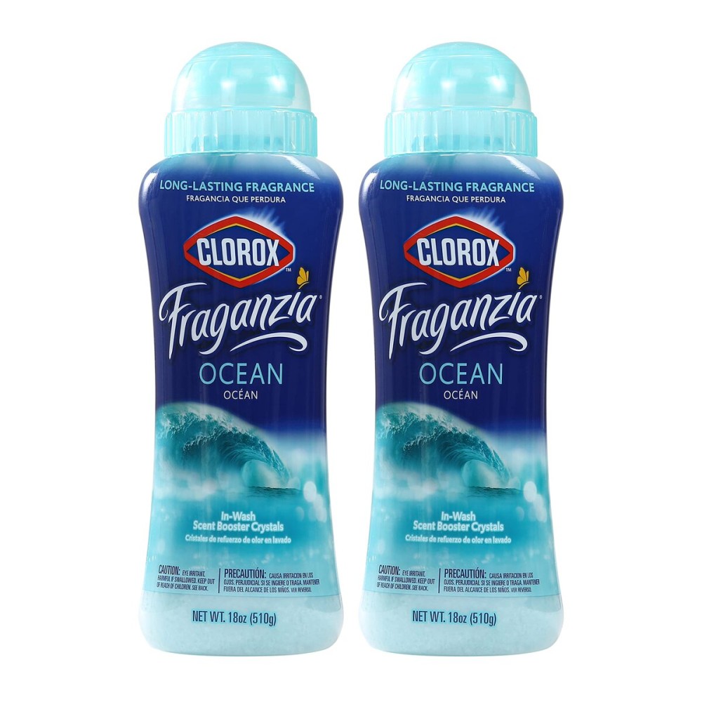 Clorox Fraganzia Laundry Scent Booster Crystals in Ocean Scent - Scented In-Wash Freshener Beads for Fresh, Clean, Great Smelling Clothes and Linens, 18 Oz - 2 Pack