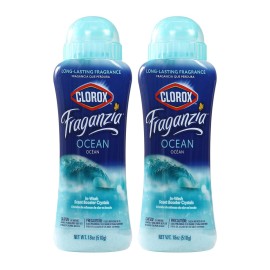 Clorox Fraganzia Laundry Scent Booster Crystals in Ocean Scent - Scented In-Wash Freshener Beads for Fresh, Clean, Great Smelling Clothes and Linens, 18 Oz - 2 Pack
