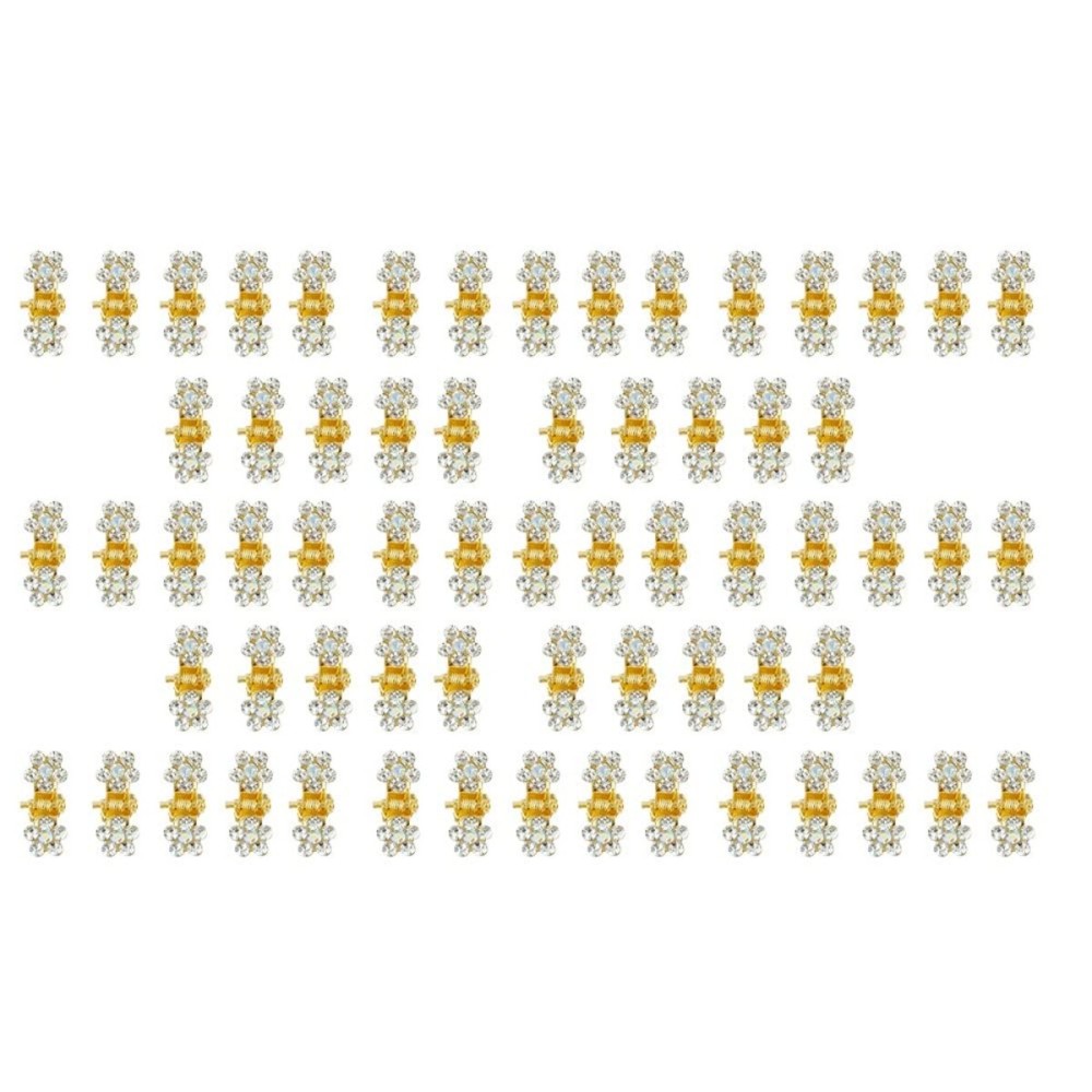 Small Hair Accessories: Mini Claw Clips with No-Slip Grip, Glitter and Rhinestone Details, Metal Clamps in Mixed Colors for Girls and Women (Gold-White Crystal)