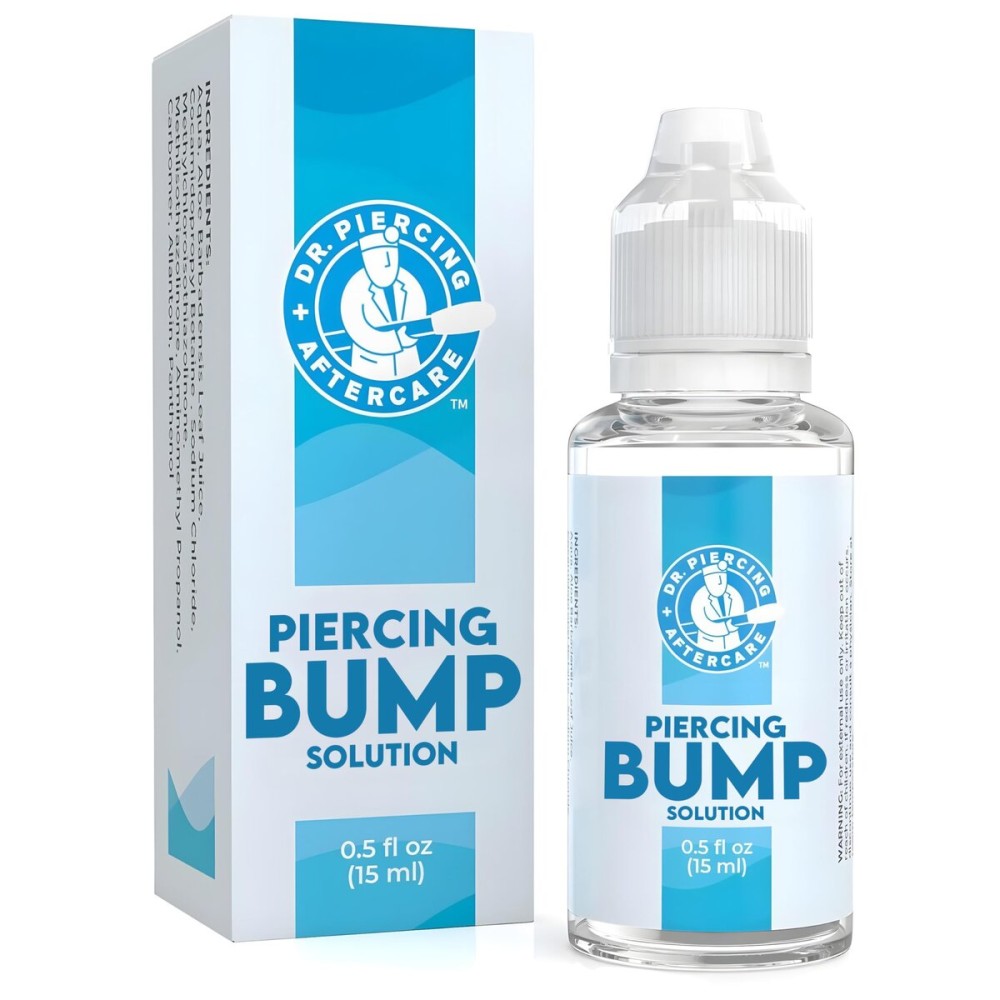 Dr. Piercing Aftercare Keloid Drops - Non-Greasy Saline Solution for Keloid Bump Removal for Piercings - May Reduce Appearance of Nose Piercing Bump, Nose Ear Lip Belly (15 mL)