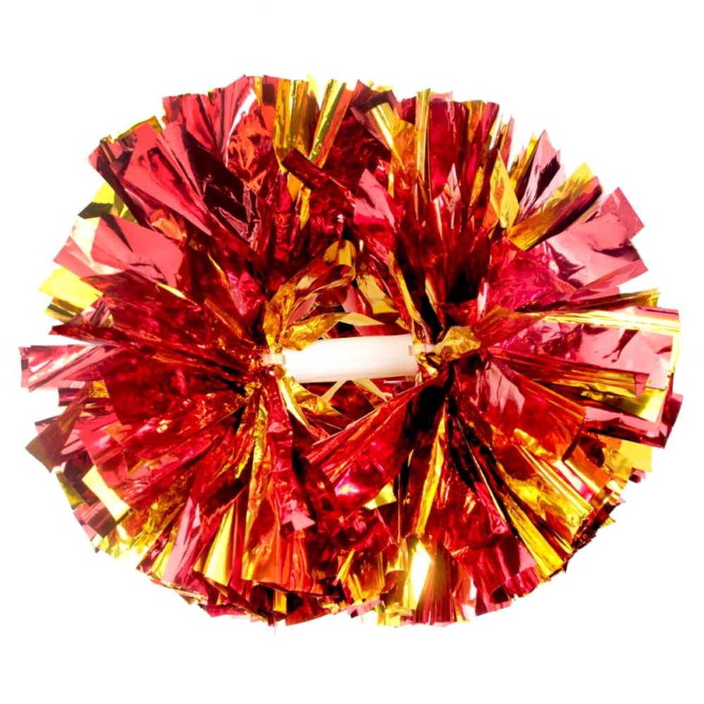 Hooshing 2PCS Red and Gold Pom Poms Cheerleading with Baton Handle for Team Spirit Sports Dance Cheering Kids Adults