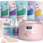 Tress Wellness Waxing Kit for Sensitive Skin - Safe for Face & Skin, Prep & Aftercare Spray, Easy to Use - At-Home Kit for Face, Bikini, Brazilian & Full Body - Digital Display, Pink