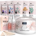 Tress Wellness Waxing Kit for Sensitive Skin, Safe for Face & Skin, Prep & Aftercare Spray, Easy to Use, At-Home Kit for Face, Bikini, Brazilian & Full Body - Digital Display, Watercolor White