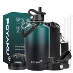 Water Bottle Insulated 32oz 40oz 64oz 128oz Straw Lid Spout Lid & 3 Lids, Leak Proof, Vacuum Insulated,Stainless Steel Water Bottle Wide Mouth for Sports, Gym or Office (64oz Indigo Crush, 64 oz)