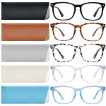 VIDEBLA 5 Pack Blue Light Blocking Reading Glasses,Spring Hinge Computer Readers for Women Men,Anti UV Ray Filter Nerd Eyeglasses(Mix-1, 2.50)
