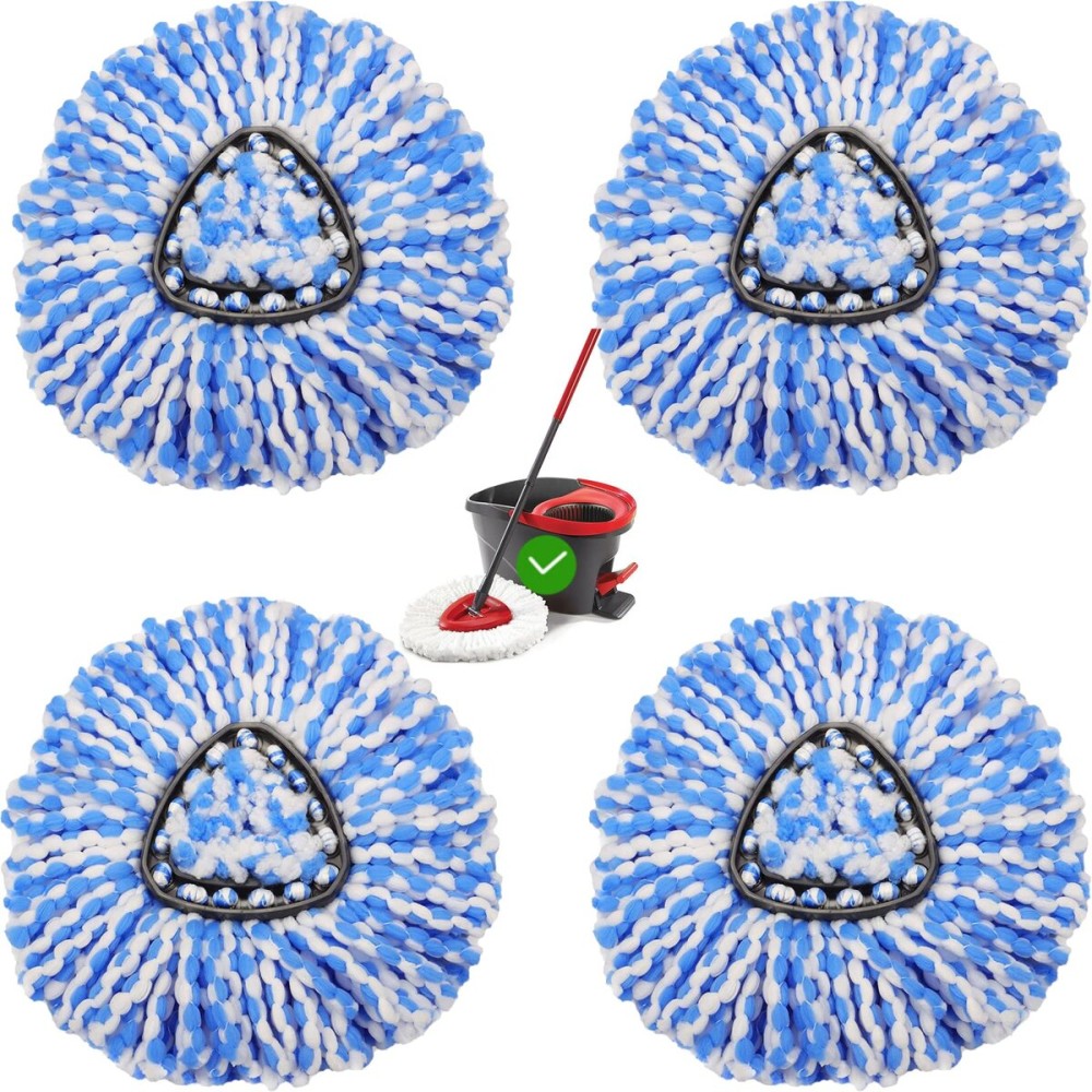 4 Pack Spin Mop Replacement Heads Compatible with O Cedar EasyWring Spin Mop,Microfiber Spin Mop Refills, Easy Cleaning Floor Mop Head Replacement