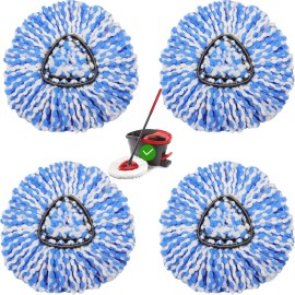 4 Pack Spin Mop Replacement Heads Compatible with O Cedar EasyWring Spin Mop,Microfiber Spin Mop Refills, Easy Cleaning Floor Mop Head Replacement