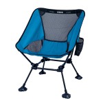 iClimb Ultralight Compact Camping Folding Beach Chair with Anti-Sinking Large Feet and Back Support Webbing (Blue - Square Frame)