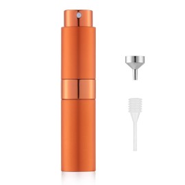 LISAPACK 8ML Atomizer Perfume Spray Bottle for Travel, Empty Refillable Cologne Dispenser, Portable Sprayer (Orange)