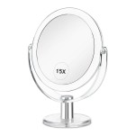 CLSEVXY Vanity Makeup Mirror with Stand, 1X/15X Magnification Double Sided 360 Degree Swivel, Portable Table Desk Counter top Magnifying Mirror, Tabletop Bathroom Shaving Mirror, 6.25 Inch