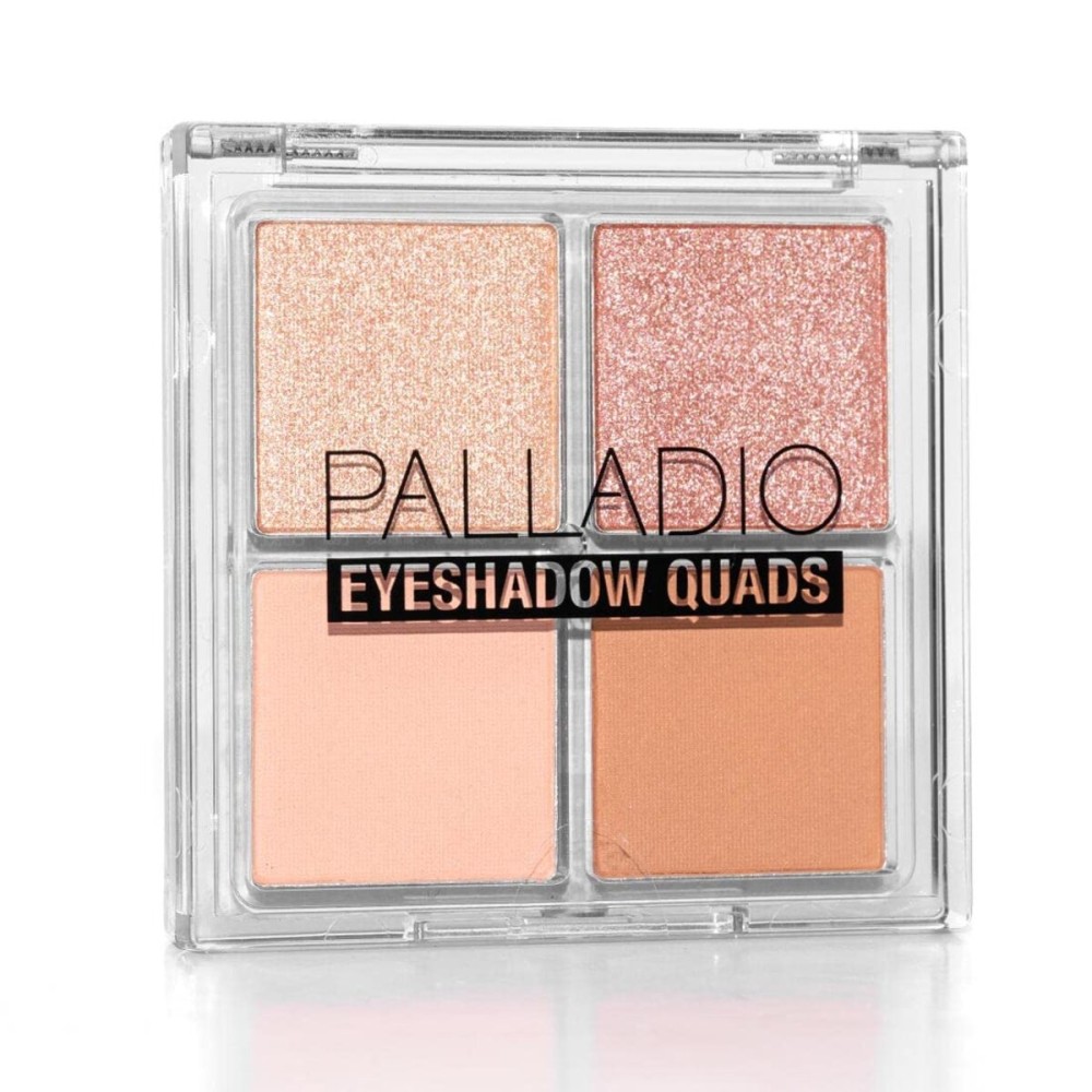 Palladio Eyeshadow Quads, Velvety Pigmented Blendable Matte, Metallic & Shimmer Finishes, Creamy Formula, Four Way Quad Eye Shadow Palette, Talc-Free (Honey Pie)