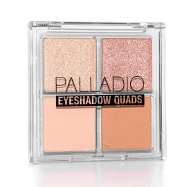 Palladio Eyeshadow Quads, Velvety Pigmented Blendable Matte, Metallic & Shimmer Finishes, Creamy Formula, Four Way Quad Eye Shadow Palette, Talc-Free (Honey Pie)
