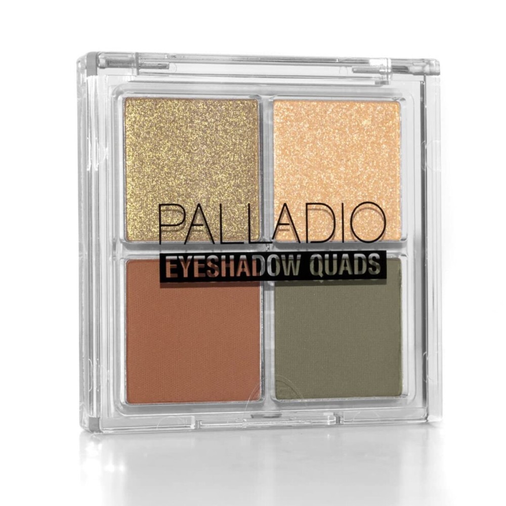 Palladio Eyeshadow Quads, Velvety Pigmented Blendable Matte, Metallic & Shimmer Finishes, Creamy Formula, Four Way Quad Eye Shadow Palette, Talc-Free (Gold Digger)