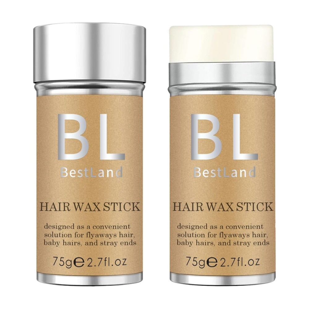 BestLand 2 Pack Hair Wax Stick, Styling Stick for Edge Control, Hair Finishing, and Frizz/Baby Hair Taming - Slick Back Stick for Kids & Women, Tamer for Flyaways, Hair Bun Maker