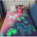 Glow in The Dark Unicorn Blanket for Girls, Fluffy Pink Plush Throw Blanket, Soft Cozy Fleece Kids Bedding, Fuzzy Warm Snuggly Unicorn Gift, Cute Decorative for Girls Bedroom, Sofa, Travel, 50 x 60