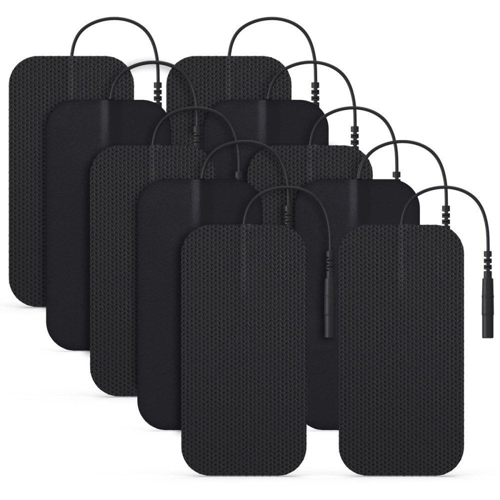AUVON TENS Unit Pads 2X4 10 Pcs, 3rd Gen Latex-Free Rectangular Replacement Pads Electrode Patches with Upgraded Self-Stick Performance for Electrotherapy (BIack)
