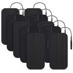 AUVON TENS Unit Pads 2X4 10 Pcs, 3rd Gen Latex-Free Rectangular Replacement Pads Electrode Patches with Upgraded Self-Stick Performance for Electrotherapy (BIack)