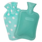HomeTop Premium Classic Rubber Hot or Cold Water Bottle with Soft Fleece Cover (2 Liters, Mint Green)