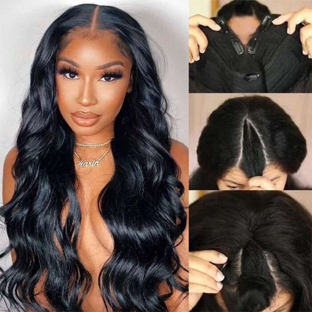 UNICE V Part Wigs Human Hair Body Wave Upgrade Glueless Human Hair V-Part Clip in Wigs No Leave Out, No Glue, No Sew-in, Beginner Friendly 20 inch