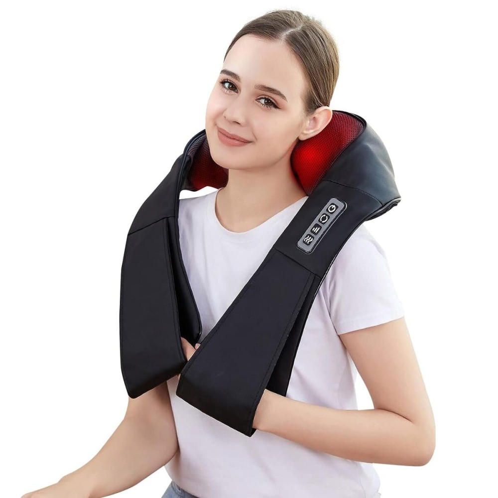 LAOBEN Neck and Shoulder Massager with Heat, Shiatsu Neck Massager for Neck and Shoulder Massage, Neck and Back Massager for Office & Home Use, Birthday Gifts