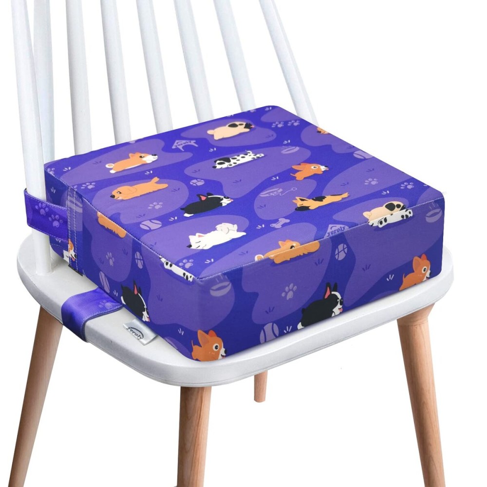 Toddler Booster Seat for Dining Table,4 Inches Washable Double Safer Straps Non-Slip Bottom Booster Seat Dining for kids, Portable Travel High Density Sponge Detachable Increasing Cushion for Child.