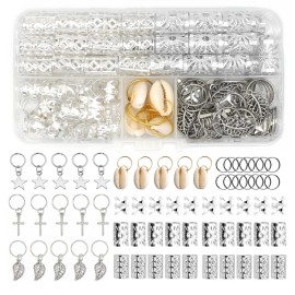 100 Pieces Hair Jewelry for Women Braids, 20 Pieces Loc Jewelry Accessories for Braiding Hair, Big Silver Braids Hair Rings for Dreadlocks Braiding Hair