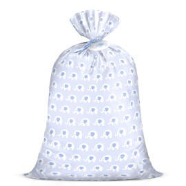 WRAPAHOLIC 56 Large Baby Boy Plastic Gift Bag - Cute Blue Elephant Jumbo Bike Bag Gift Wrap for Baby Shower, Kids Birthdays, Parties, Celebrating, or Any Occasion - 56 H x 36 W
