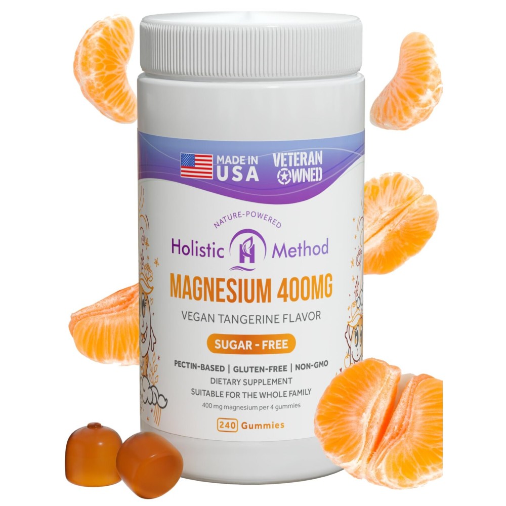 Magnesium Citrate Gummies - Sugar-Free, Vegan and Non-GMO for Better Sleep and Relaxation - No Sugar Alcohol - Magnesium Supplement for Adults, Teens and Kids - Tangerine - 240 Gummy