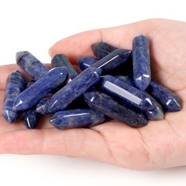 10 PCS Sodalite Healing Crystals Wands Polished Tumbled Stones Bulk Natural Hexagonal Pointed Reiki Energy Balancing Meditation Therapy Chakra Wand Set