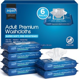Inspire Adult Wet Wipes, Wash Cloths, Incontinence & Cleansing for Elderly Extra Large, 8x12 (300 count)
