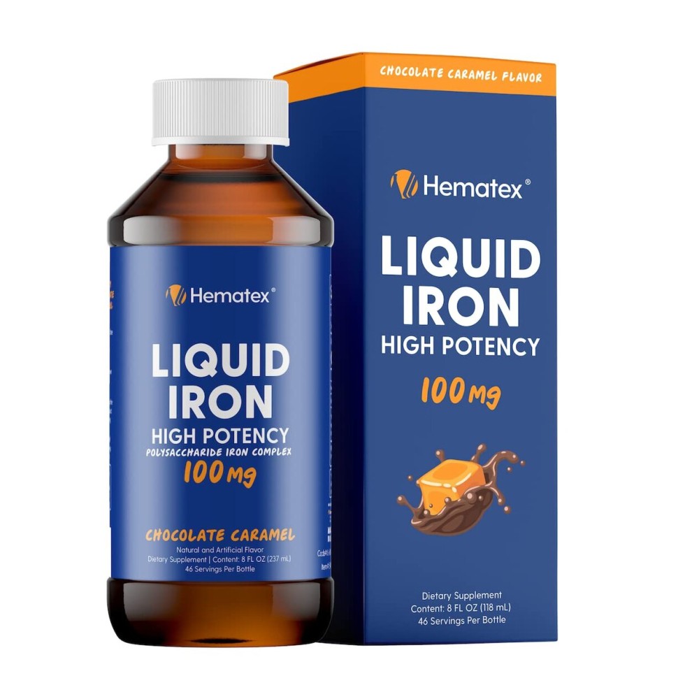 Iron Supplements for Men High Potency Liquid Iron for Adults by Hematex - 100mg Polysaccharide Iron Complex Iron Supplements for Anemia and Iron Deficiency