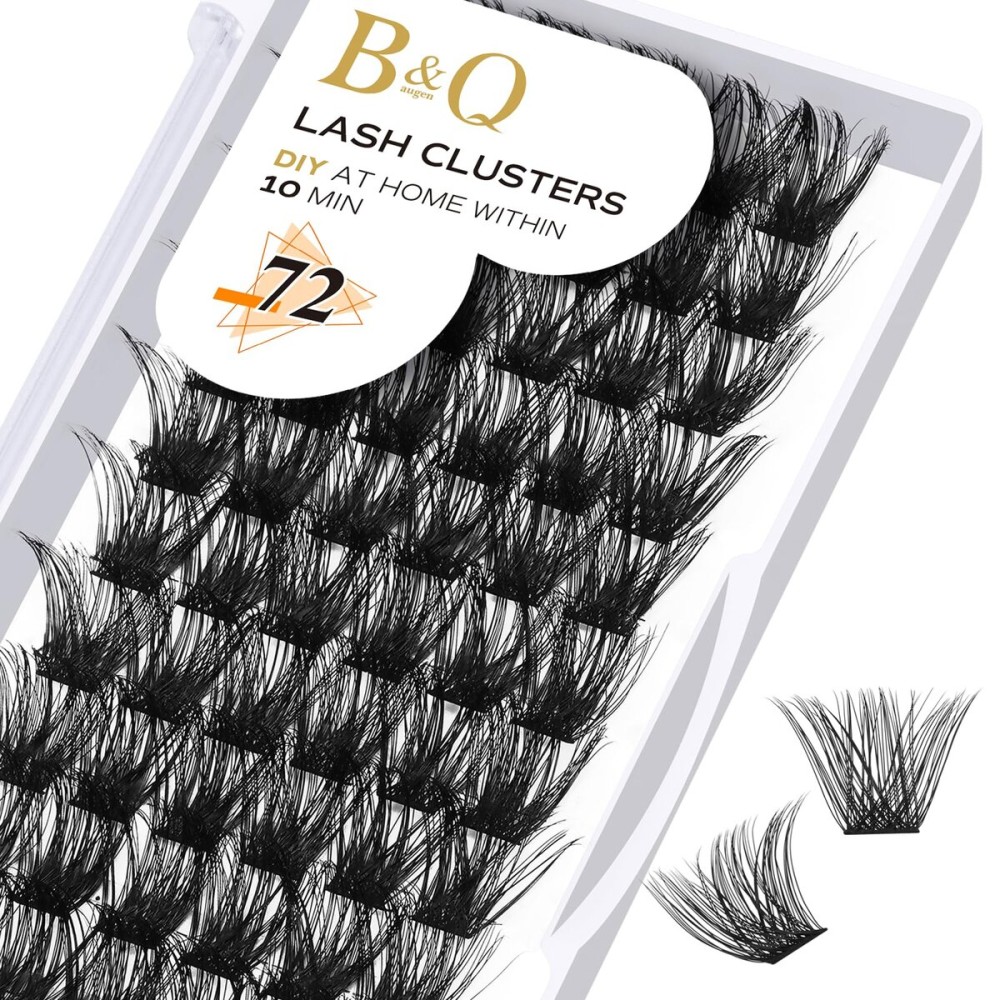 Lash Clusters B02 C Curl 12mm DIY Eyelash Extensions 72 Clusters Lashes C D Curl B&Qaugen Mega Volume Individual Lashes Eyelash Clusters Extensions Individual Lashes Cluster DIY at Home (NM-C-12mm)
