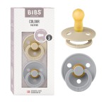 BIBS Pacifiers Colour Collection | Natural Rubber Baby Pacifier | Set of 2 BPA-Free Soothers | Made in Denmark | 6+ Months (Pack of 2) | Vanilla/Cloud