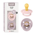 BIBS Pacifiers Colour Collection | Natural Rubber Baby Pacifier | Set of 2 BPA-Free Soothers | Made in Denmark | 6+ Months (Pack of 2) | Blossom/Dusky Lilac