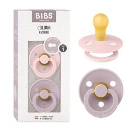 BIBS Pacifiers Colour Collection | Natural Rubber Baby Pacifier | Set of 2 BPA-Free Soothers | Made in Denmark | 6+ Months (Pack of 2) | Blossom/Dusky Lilac