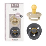 BIBS Pacifiers Colour Collection | Natural Rubber Baby Pacifier | Set of 2 BPA-Free Soothers | Made in Denmark | 0+ Months (Pack of 2) | Vanilla/Iron