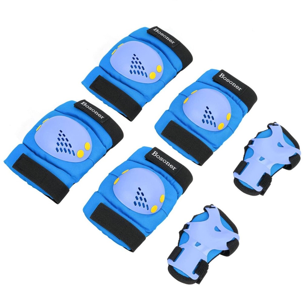 BOSONER Kids Knee Pads Set for 3-15 Year, Knee Elbow Pads and Wrist Guards for Boys/Girls, Child Protective Gear for Biking, Skating, Skateboarding, Roller Skating, Cycling, Scooter