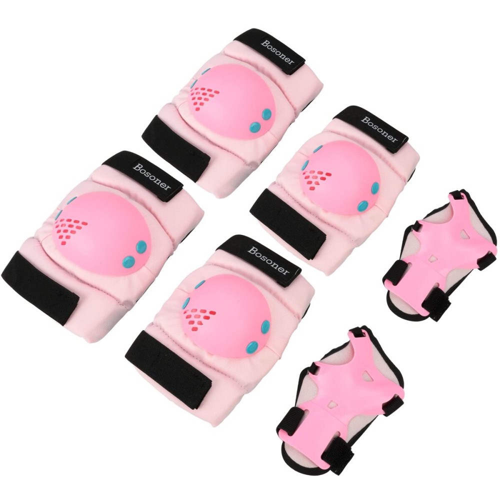 BOSONER Kids Knee Pads Set for 3-15 Year, Knee Elbow Pads and Wrist Guards for Boys/Girls, Child Protective Gear for Biking, Skating, Skateboarding, Roller Skating, Cycling, Scooter