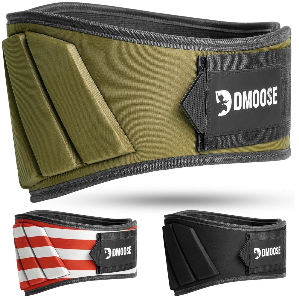 DMoose Strength Olympics squat belts for men and Women - 6 Inch Auto-Lock Weight Lifting Back Support, Workout Back Support for Lifting, Fitness - Green Large